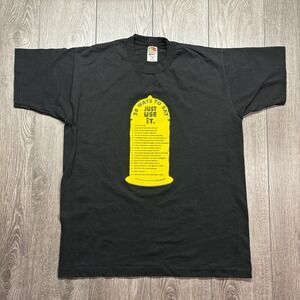 Vintage Condom Just Use It Funny 1990s T shirt Black XL Parody